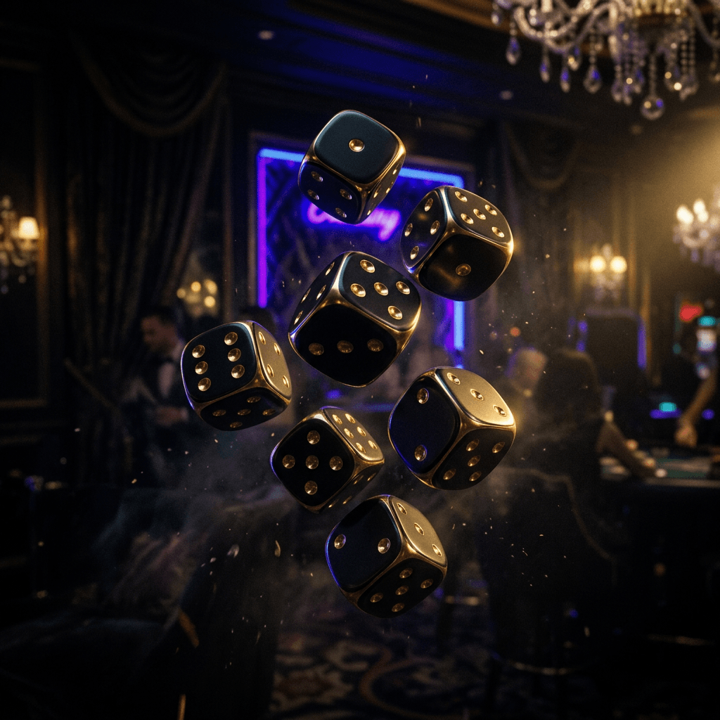 Casino dice being thrown in the air